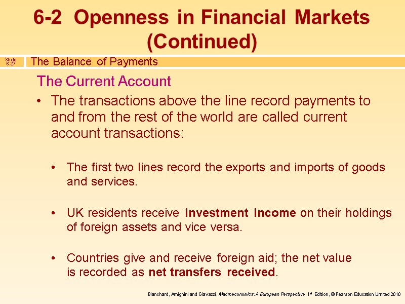 The transactions above the line record payments to and from the rest of the